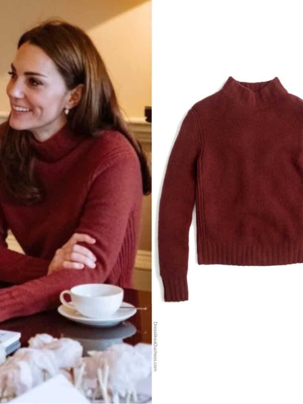 J. Crew Ribbed Mock Neck Sweater - Burgundy